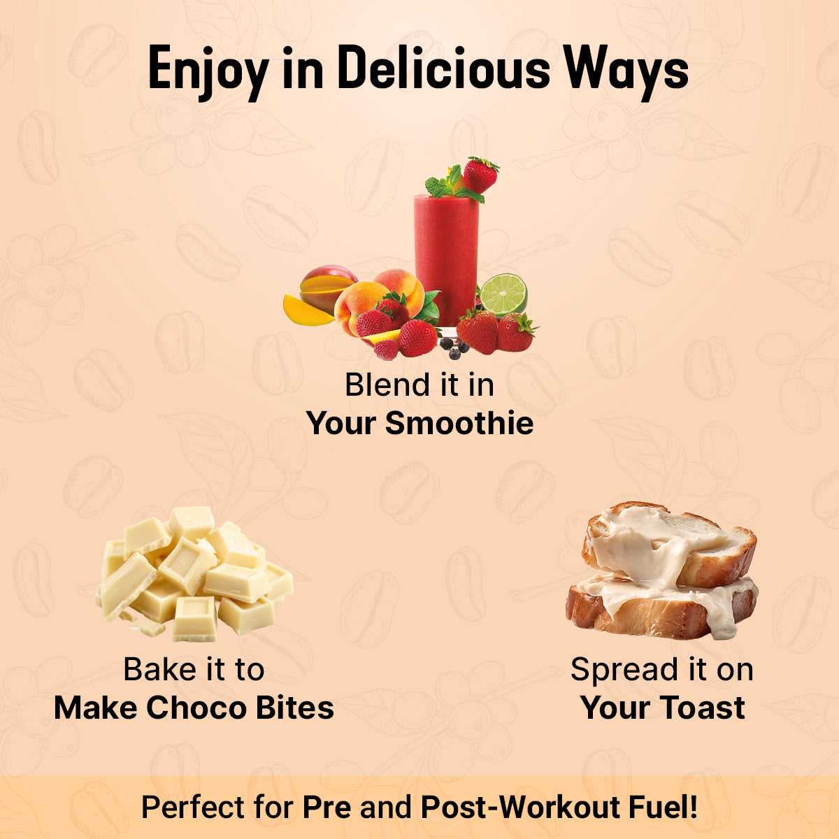 All In One Energizing Trial Combo- Rich Mocha Protein Coffee 250g & 4 Delicious Peanut Butter 50g each