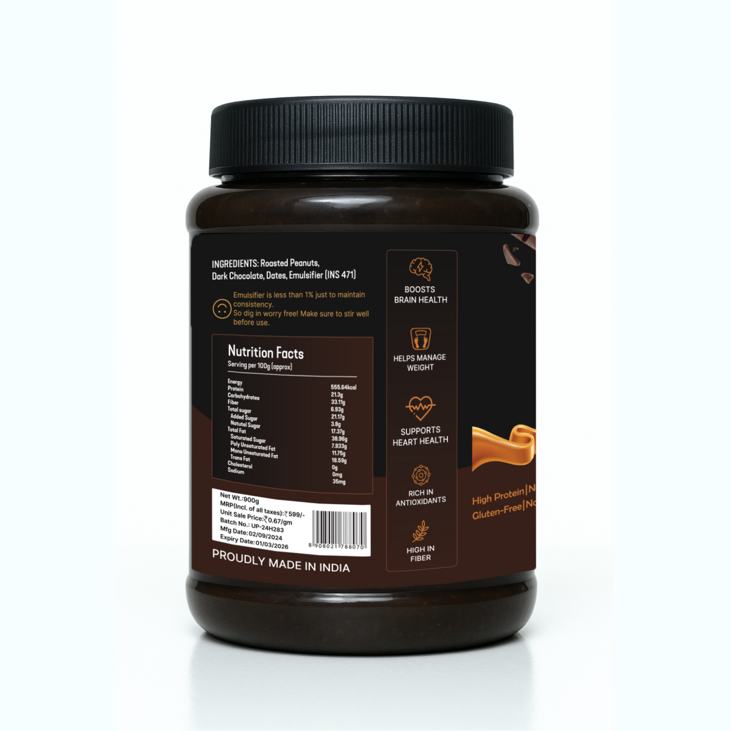 Luscious Dark Choco Peanut Butter (Crunchy) 900g