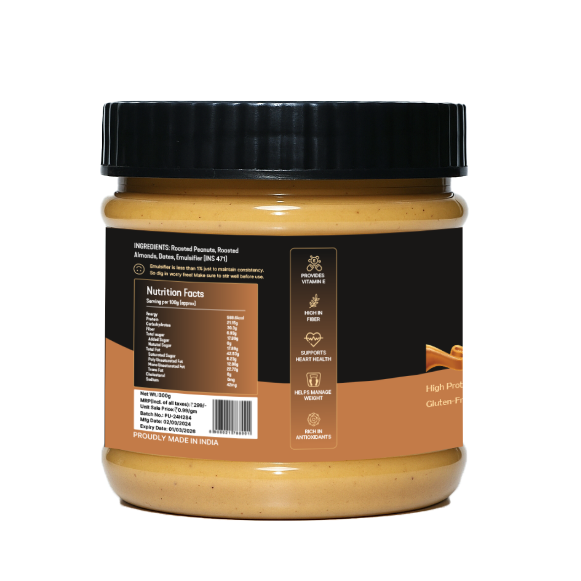 Nutty Almond Peanut Butter (Crunchy) 250g